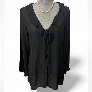 Victoria's Secret Black Ruffle Blouse